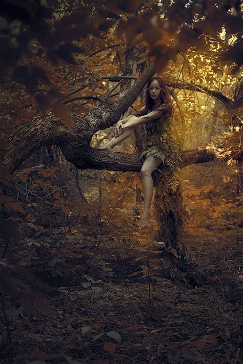 Witchcraft practitioner gliding into a tree